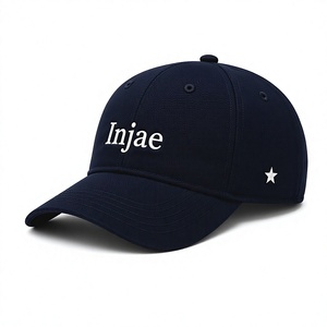 Wholesale High Quality Navy Blue Cotton Baseball <b>Cap</b> Custom White Letter Star Embroidery Structured Vintage Hat for Men <b>Women</b> - Product Image 1