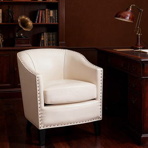 Hiện đại nâu da ghế bành bồn tắm ghế với rắn gỗ chân và cong tựa lưng cho phòng khách - Product Image 6