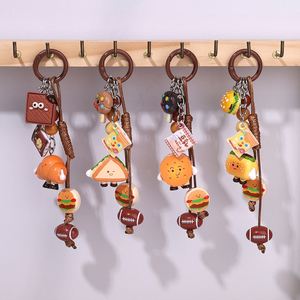 Cute Food Themed Keychains Set with Burger Cookie Pastry Charms Beaded Lanyard Key Rings Bag Accessories for Food Lovers <b>Gifts</b> - Product Image 5