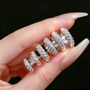 Xinfly Solid 18K <b>Gold</b> Lab Grown Diamond Rope Twist Diamond Huggie Earrings 18K White <b>Gold</b> VVS Clarity DE for Women - Product Image 4