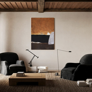 Peinture à l'huile abstraite verticale, orange rouille et noir, peinte à la main, à l'impasto épais, tons terreux, Wabi Sabi, grande œuvre d'art sur bois, Art déco - Product Image 5