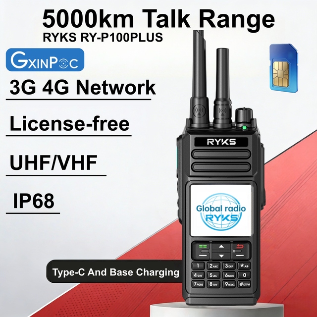 RYKS-P100plus Global PTT POC Radio Dual Sim GPS Unlimited Range Walkie Talkie