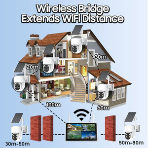 10.1インチ液晶画面4MP 4CHソーラー屋内カメラ8 PCA 1年2.8mm CMOSバッテリー式サポートWiFi SDカードメモリーカード - Product Image 3