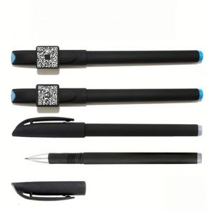 Stylo gel promotionnel noir pour entreprises avec impression de code QR, stylo publicitaire personnalisé avec logo pour cadeaux marketing médical - Product Image 2