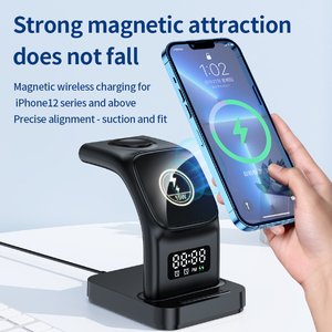 5 Trong 1 Nhanh Chóng Không Dây Sạc Trạm Đối Với <span class=keywords><strong>iPhone</strong></span> 14 Trên Với Từ Loạt Ánh Sáng Ban Đêm Đồng Hồ Báo Thức Sạc Không Dây Đứng - Product Image 3