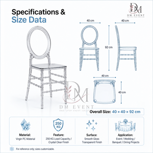 <b>Clear</b> Polycarbonate Open Oval Back Chiavari <b>Chair</b> Lightweight Durable for Wedding and Banquet Events - Product Image 3