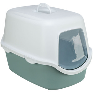 Caja de arena para gatos Vico 40x40x56 cm, diseño cerrado con tapa, color verde salvia - Product Image 1
