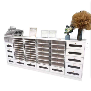 Nail Art <b>Table</b> Eyelash Nail Salon Nail Polish Storage Display Counter Medieval Style <b>Walnut</b> Color Solid Wood Nail Art Cabinet - Product Image 1