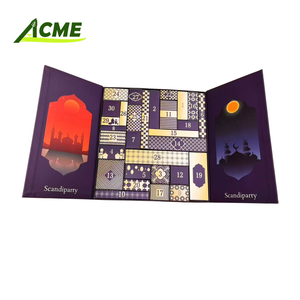Boîte cadeau de luxe personnalisée avec logo doré Eid Mubarak en arabe, dattes, chocolat, calendrier de l'avent du Ramadan de 30 jours - Product Image 1