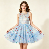 Dentelle en tulle à pois ronds de tailles variées, colorée, avec estampage à chaud, motif arc-en-ciel, pour vêtements, costumes et décoration DIY