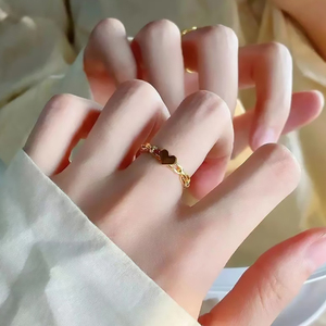 Anillo de Acero Inoxidable Chapado en Oro con Corazón, Joyería de Moda Impermeable y Antideslustre para Mujer, Novedad de <span class=keywords><strong>Verano</strong></span> - Product Image 6