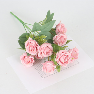 Avrupa tarzı 10-Heads 32cm <span class=keywords><strong>Mini</strong></span> sahte güller buket mavi kırmızı pembe toptan toplu ipek yapay çiçek düğün dekorasyon için - Product Image 6