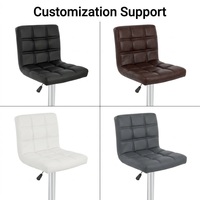 Support OEM/ODM pour tabourets de bar en cuir quadrillé avec base en métal chromé, pivotants et pneumatiques, pour salles de réunion et bureaux.