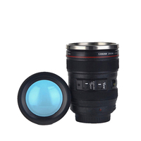 Tasse publicitaire avec logo personnalisé 400ml SLR Doublure créative en acier inoxydable Objectif de caméra Tasse à café isolée et couvercle Conception spéciale