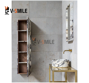 Niche de douche en marbre gris naturel personnalisé Étagères de salle de bain Niche de douche en pierre Design - Product Image 5