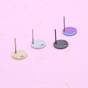 Stainless Steel Round <b>Earring</b> <b>Posts</b> 10mm With Hole For <b>Earring</b> Making Jewelry Findings Components - Product Image 1