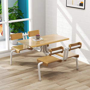 Modern Fast Food Restaurant Student <strong>Canteen</strong> Set Solid Wood Dining <strong>Table</strong> Iron Metal Chairs Foldable Schools Daycare Centers - Product Image 5
