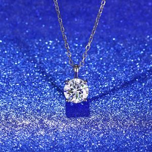 Cadermay Moissanite Pendant Necklace 6.5mm Claw Setting Sterling Silver Classic Round Cut Everyday Wear For Women - Product Image 3