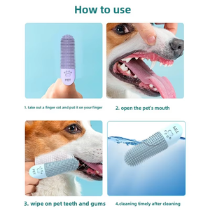 360 degree Dog Cats anti bad breath oral <b>cleaning</b> Dental Care Pet toothbrush silicone finger cover - Product Image 3