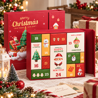 Boîte cadeau calendrier de l'avent de Noël personnalisée, boîte d'emballage avec tiroirs pour 24 jours de compte à rebours pour les cadeaux de fêtes
