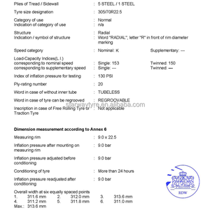 Pneu 305/70R22.5 pour bus 305/70/22.5 <span class=keywords><strong>urban</strong></span> city bus 305 70 22.5 pour YUTONG ZHONGTONG KINGLONG HIGER bus - Product Image 6