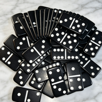 Jeu de dominos en acrylique de qualité supérieure imprimé UV, tuiles bleues transparentes noires mates, jeu de société moderne pour les soirées en famille, les fêtes, les enfants et les adultes