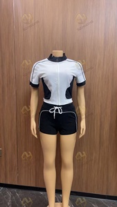 2025 nuovo set di colori a blocchi sportivi 2 pezzi completo completo da <span class=keywords><strong>donna</strong></span> <span class=keywords><strong>Casual</strong></span> da <span class=keywords><strong>donna</strong></span> con tute sportive con cerniera corta giacca con coulisse - Product Image 5