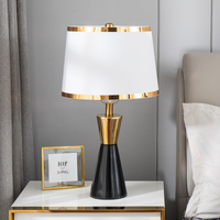 ENSEMBLE Nouveau Moderne Marbre Chevet Lumière Tissu Abat-Jour Lampes De Table En Métal pour Hôtel