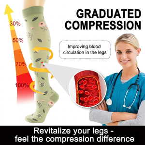 Chaussettes de compression graduée à motifs tendance, imprimées sur mesure, originales, hauteur genou, 20-30 mmHg, pour femmes et hommes, usage quotidien - Product Image 3