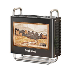 Support à couteaux vintage avec poignée, égouttoir de comptoir multifonctionnel, design carré, organisateur de rangement de cuisine - Product Image 1