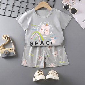 Ensemble deux pièces d'été pour enfants à manches courtes 100% coton Garçons Filles Style décontracté Bébé Fournisseur ODM - Product Image 3