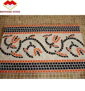 China Yunfu Supplier light colorful rectangle Shape Polished Marble Mosaic Medallion Kitchen Backsplash Bathroom Wall Tiles