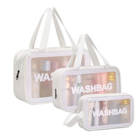 Sac plat à fermeture éclair en PVC transparent pour usage cosmétique et trousse de toilette-étui à cosmétiques