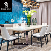 Salle à manger moderne de luxe Accueil Mobilier Base en métal Table à manger en marbre Fabriqué en Chine