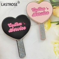 Miroir de maquillage portable en forme de cœur avec strass, idéal pour les voyages, marque privée, cadeau pour femme - Vente chaude