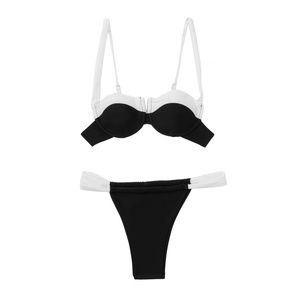 Traje de Baño de Dos Piezas con Push-Up, Estilo Bandeau, Bikini Brasileño Sólido, Servicio OEM Personalizado - Product Image 2