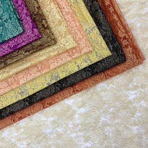 Moda europea y americana, tela de encaje de malla Jacquard dorada de nailon transpirable ligera, tela de Vestido de punto de urdimbre hueca - Product Image 1