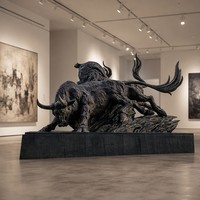 Sculpture en bronze artisanale de taureaux de combat - Composition dynamique à double sujet, pièce personnalisable de qualité muséale