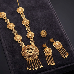 Wholesale 14K 18K 24K Gold Plated Forming Long Jewelry Set, Fashion Necklaces, Brass Gold Filled Turkish Design Long Jewelry Set - Product Image 5