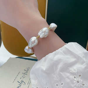 Pulsera de Perlas Naturales de Agua Dulce Barrocas Extra Grandes Hechas a Mano por WENCHI, 12-15 mm, Chapada en Cobre y Platino, Elegante Brazalete con Cuentas - Product Image 6