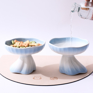 Bol pour animaux de compagnie créatif en forme de jupe, bol en céramique dégradé pour usage domestique, bol haut pour chat, bol pour chien, bol à eau, bol pour animaux de compagnie - Product Image 3