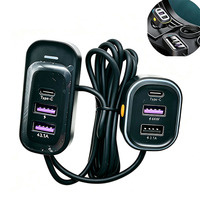 Cargador de Coche de Carga Rápida de 66 W con Cable de Extensión, Enchufe USB Tipo C Múltiple, Adaptador de Cargador de Teléfono para Asiento Trasero de Vehículo