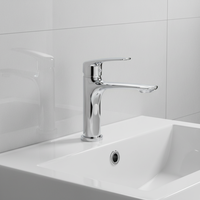Robinet de lavabo de toilette, trou unique, chrome, cuivre, moderne, montage sur pont, 1 poignée, robinet pour salon