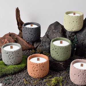 <span class=keywords><strong>Bougeoir</strong></span> coloré de conception originale pot de bougie en béton en céramique vide givré bougie mate mignonne - Product Image 3