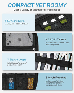 Large Electronics Travel Organizer Case, Tech Accessories Cord Storage Bag for <b>Phone</b>, Power Bank, SD Card, <b>Cables</b> - Product Image 5