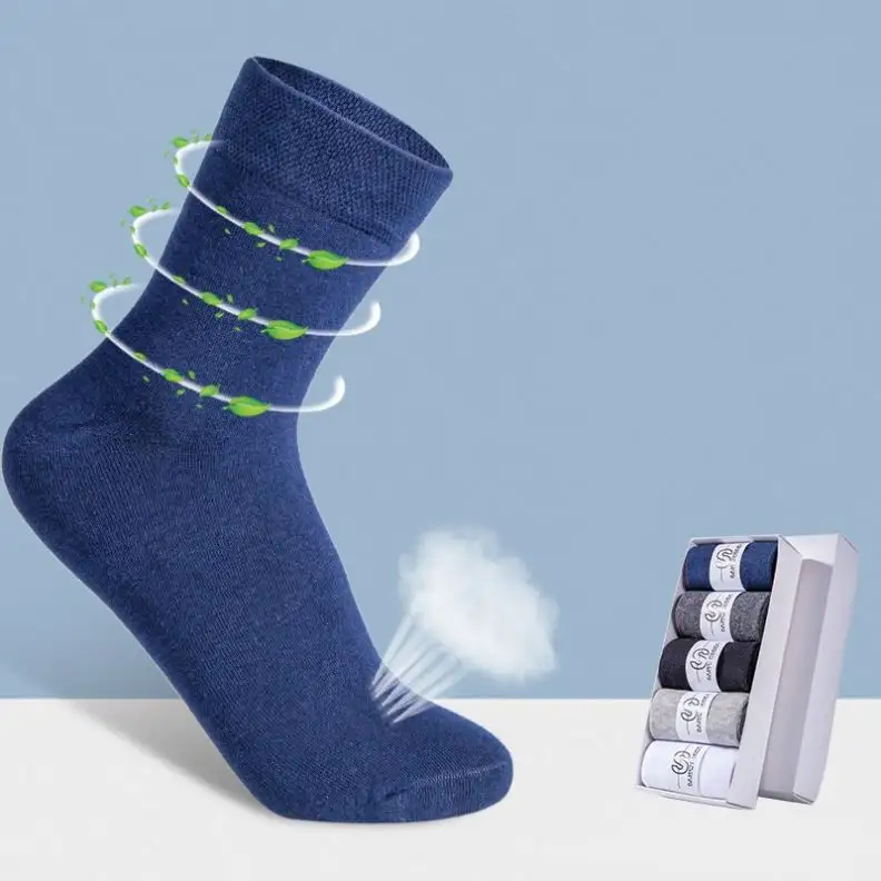 New 5 pairs/men's solid color cotton socks mid-tube business men's socks four seasons cotton socks