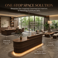 Comptoir de réception en bois sur mesure avec panneaux rainurés verticaux, éclairage LED en bas, comptoir de caisse pour salon de thé, boutique de beauté