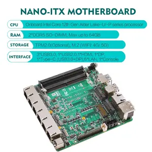 Zunsia 12th/13th Alder Lake-U/-P Series Procesador placa base 6Lan firewall placa base HD MI DP enrutador placa base de computadora