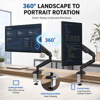 Nouveau support de bureau pour écran unique, idéal pour le télétravail et les dortoirs, capacité de 10 kg, bras de moniteur 17-32 pouces, gestion des câbles, métal noir