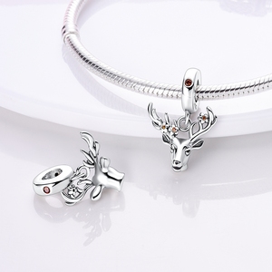 Mula Zilveren Mode Elanden Bedels Eland Hanger Bedels Met Zirkoon Klassieke Sieraden Feesten Verzilverd